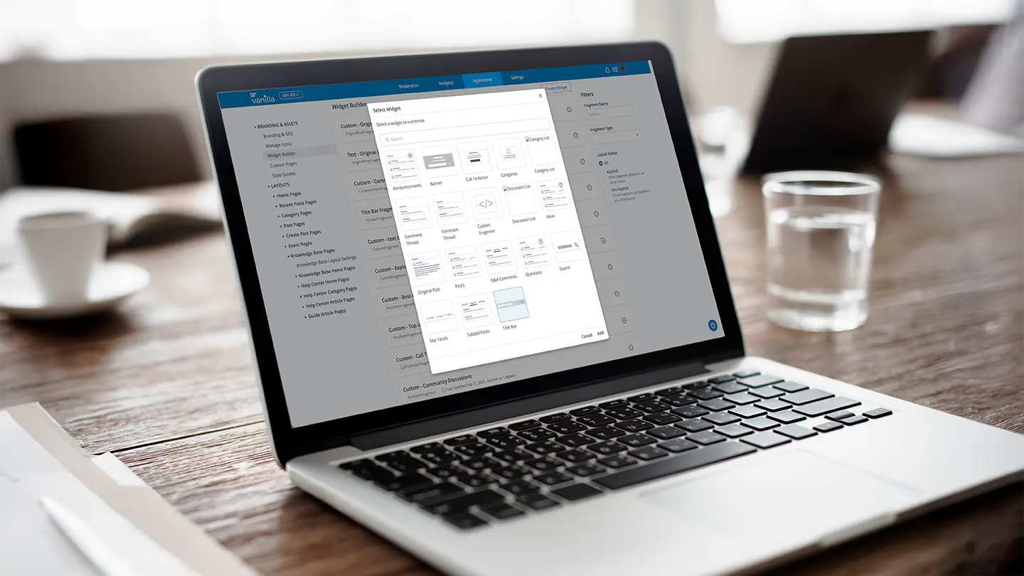 Laptop showing Vanilla Custom Widgets
