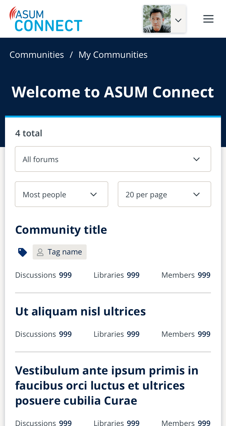 Mobile view of category page design