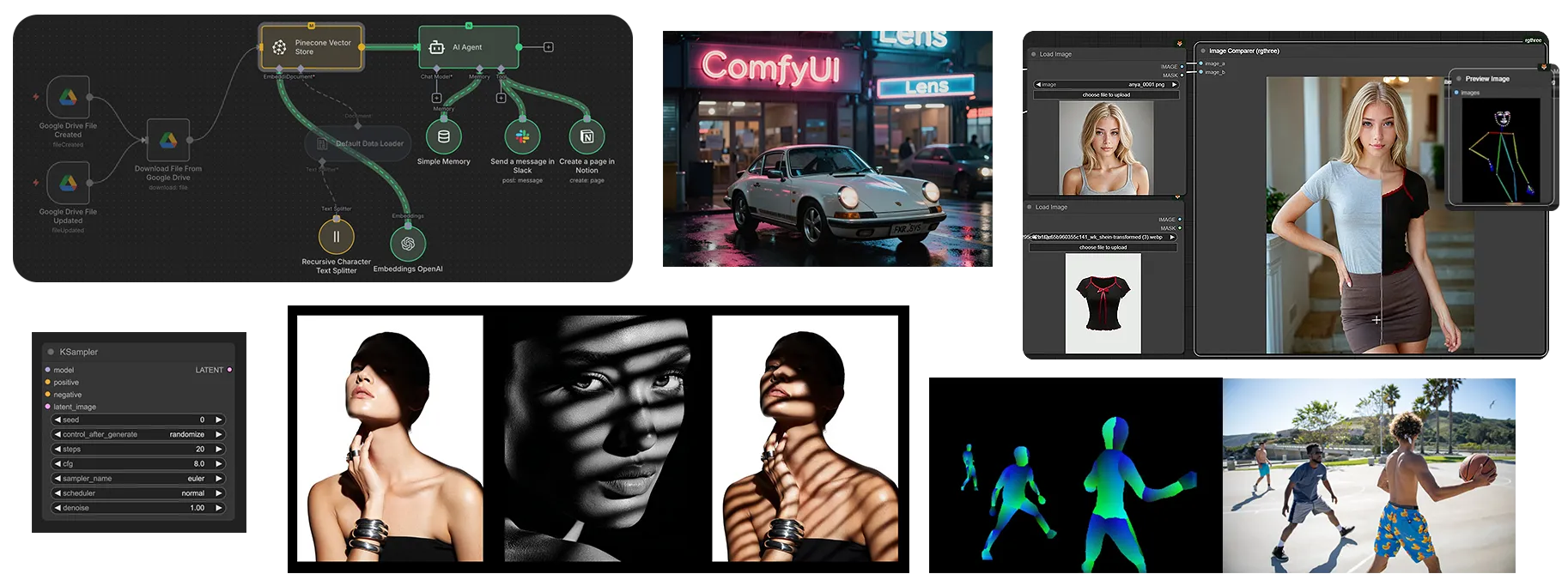 Abstract product and interface montage used as AI section imagery
