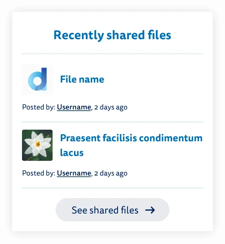 Recently shared files component