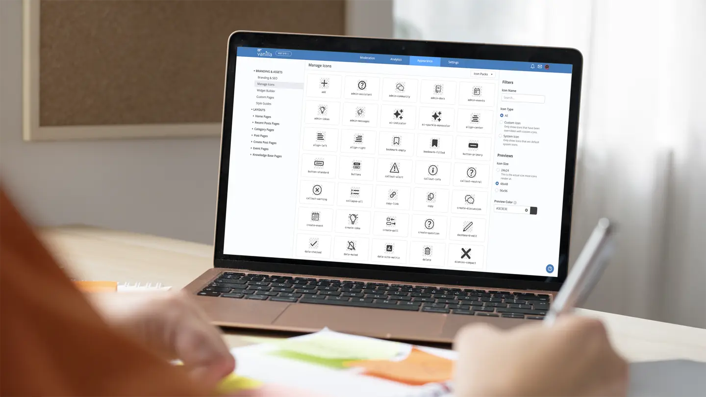 Laptop showing Vanilla Icons