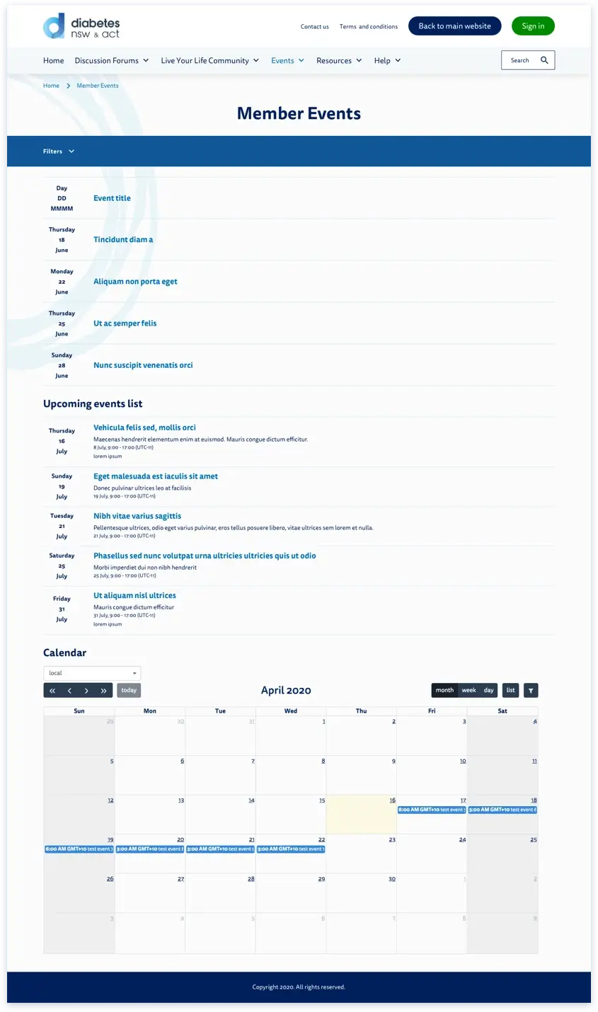 Diabetes NSW & ACT member events page